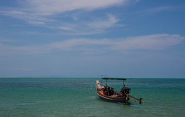Fishing boat waiting for going out fishing in the gulf of Thailand