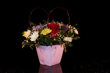 beautiful multicolored flowers on a black background