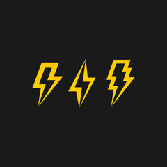 Three Flash Lighting icon set logo design