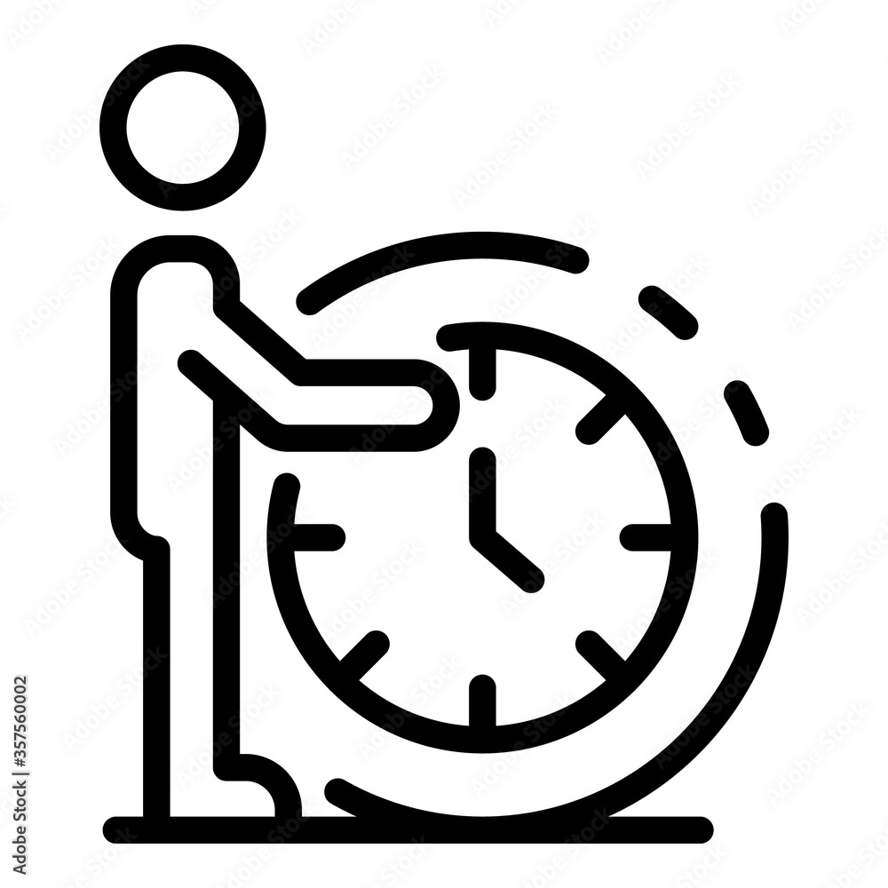 Poster time and man icon. outline time and man vector icon for web design isolated on white background