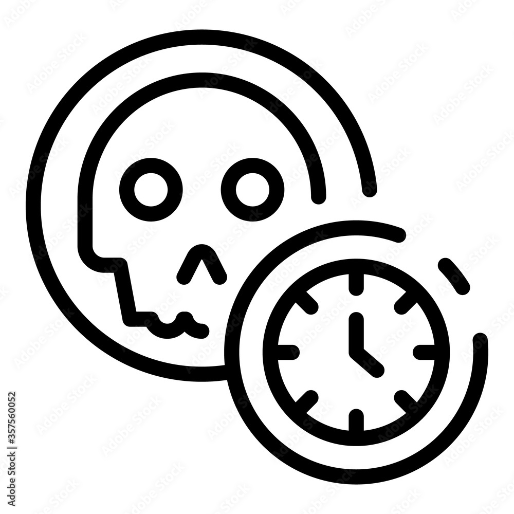 Poster skull and time icon. outline skull and time vector icon for web design isolated on white background