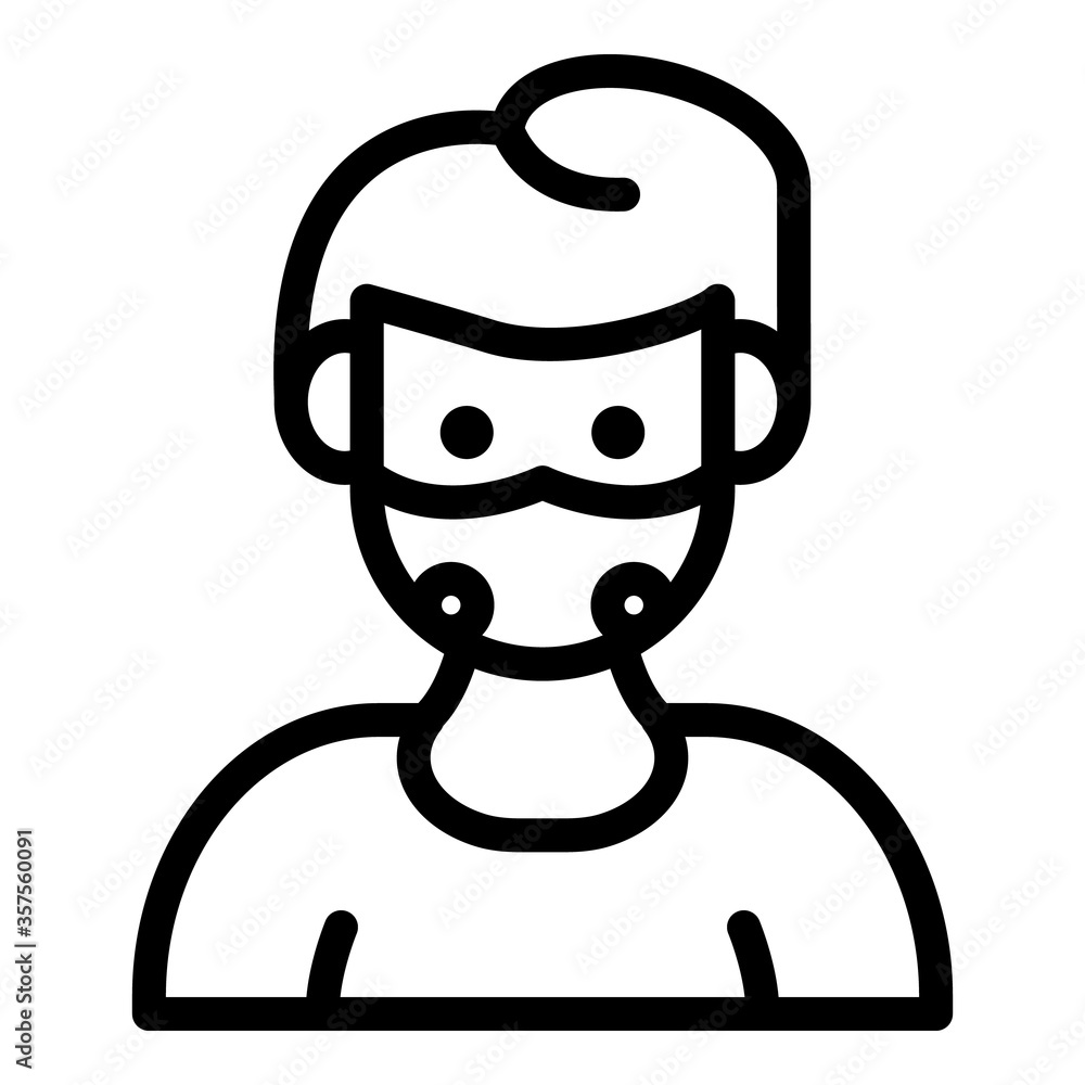 Poster boy with mask icon. outline boy with mask vector icon for web design isolated on white background