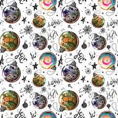 Handmade Christmas toy  ball, 2021 new jear  Christmas decoration pattern for design or background.