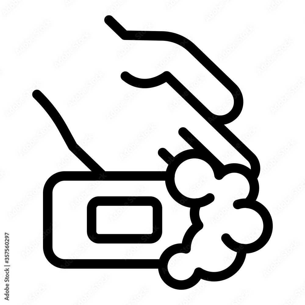 Poster soap in hand icon. outline soap in hand vector icon for web design isolated on white background