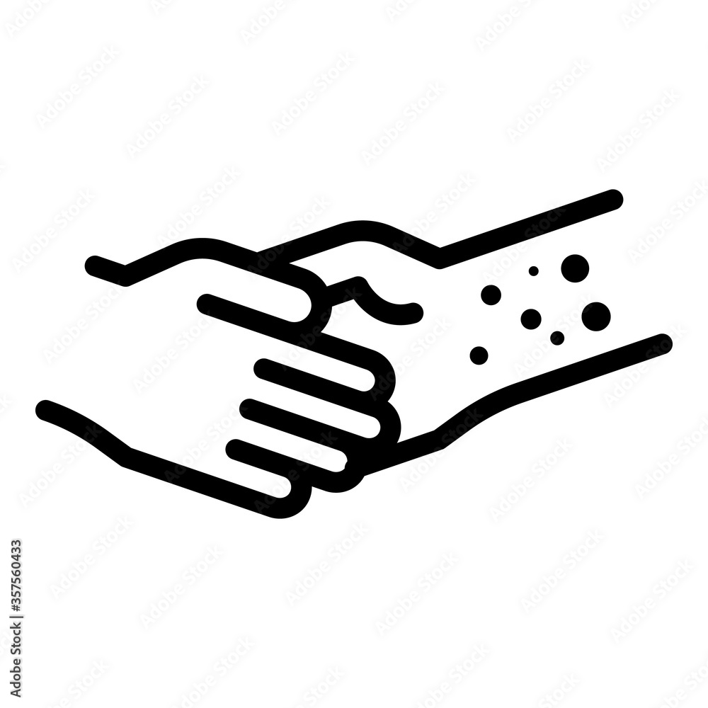 Poster virus on hand icon. outline virus on hand vector icon for web design isolated on white background