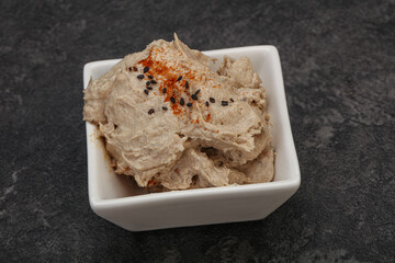 Herring butter spread in the bowl