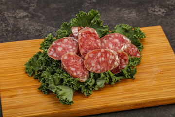 Iberian pork Fuet sausage slices