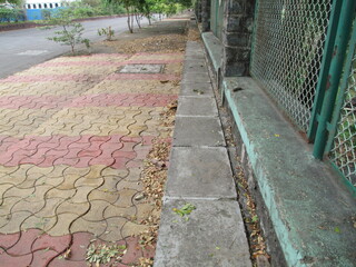 beautiful landscape scenic view of empty road and footpath with paver blocks