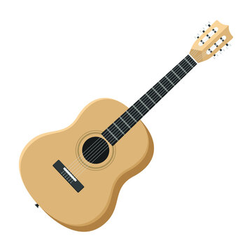 Guitar flat style isolated on white. musical object concept vector for your design work, presentation, website or others.