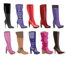 collection of fashionable women's boots
