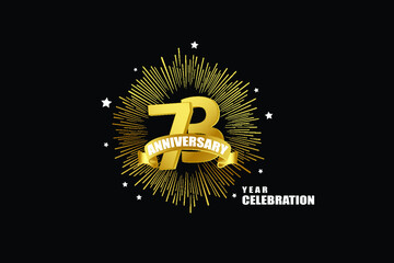 73 years anniversary celebration logotype. anniversary logo with golden isolated on black background, vector design for celebration, invitation greeting card-Vector