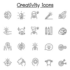 Creative icons set in thin line style - obrazy, fototapety, plakaty