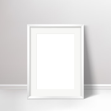 Wall poster white frame mockup. Vector illustration.