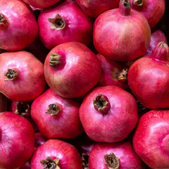 Juicy fruits of tropical pomegranates.