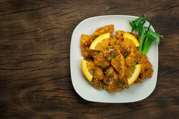 Orange Chicken Deep Fried with Orange Sauce Sweet and Sour Tasty The Most Popular
