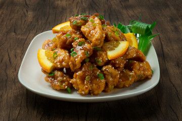 Orange Chicken Deep Fried with Orange Sauce Sweet and Sour Tasty The Most Popular