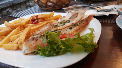 fried hake with french fries