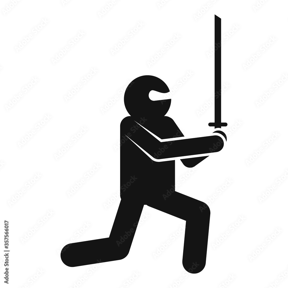 Poster ninja sword icon. simple illustration of ninja sword vector icon for web design isolated on white ba