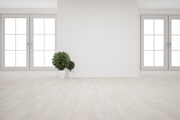 Fototapeta na wymiar modern empty room with plants interior design. 3D illustration