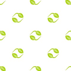Seamless eco pattern. Two arrows with leaves eco recycle. reuse ornament on white background.