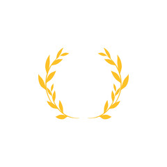 Gold Laurel Wreath Icon. Vector Flat illustrationisolated on white.
