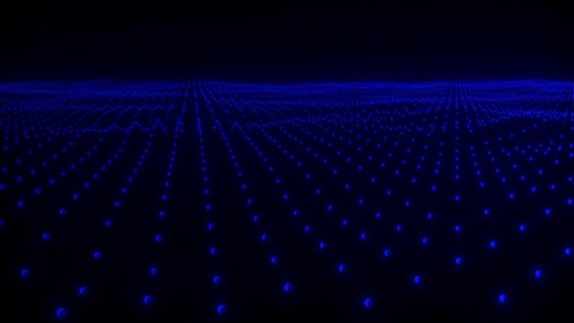 Sea of information, abstract waves dots loop animation