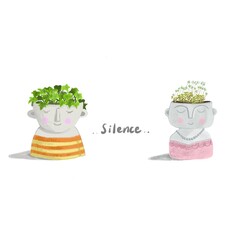 Pot plants isolated on a white background