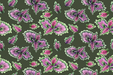 Watercolor painting colorful tropical palm leaf,green leave seamless pattern background.Watercolor hand drawn illustration tropical exotic leaf prints for wallpaper,textile Hawaii aloha jungle style.