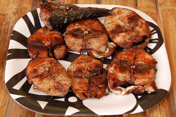 Grilled fish slices meal for lunch and dinner