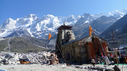 Ancient Lord Shiva Temple in the Himalayas, Kedarnath India