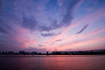 夕暮れのレインボーブリッジ