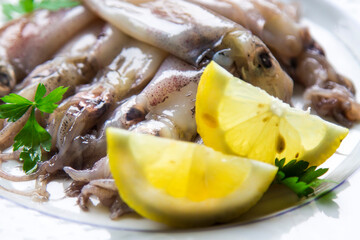 squid or fresh cuttlefish with parsley and lemon