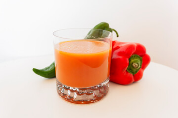 gazpacho isolated on white background with peppers