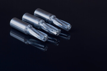 reamer drill special tools. Cutting edge right hand 6 teeth. Material carbide coating. Isolated on...