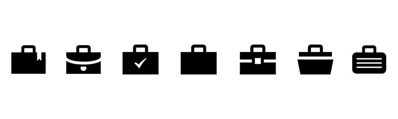 Briefcase icon set on white	
