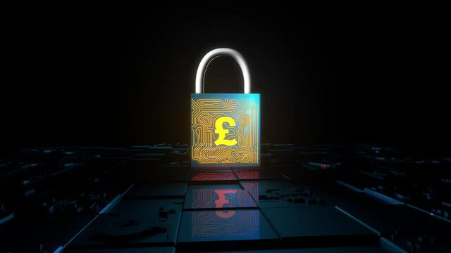 Electronic technology finance and lock, pound symbol circuit board