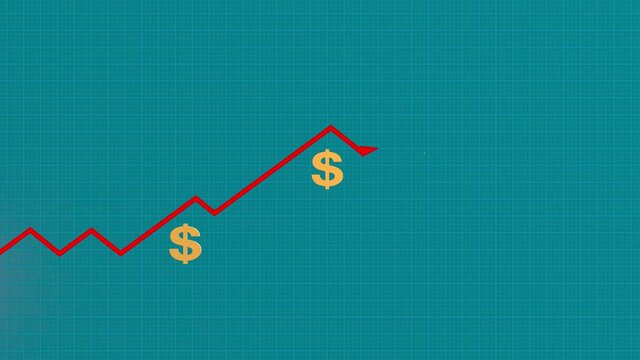 Dollar sign and falling arrow, virus impact on economy
