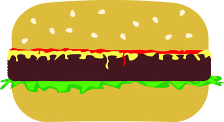 Simple icon with a cheese, greens and meatball burger.