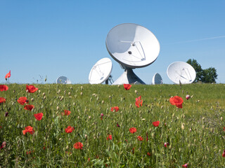 bodenstation für satellitenkommunikation in Raisting, Oberbayern