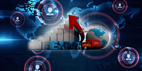 Fototapeta premium Container export on van . 3d illustration