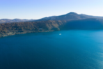 Fototapeta na wymiar aerial view of albano lake with view on monte cable