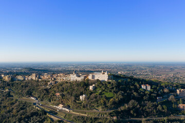 Fototapeta na wymiar aerial view of the town of Castel Gandolfo on the Roman castles