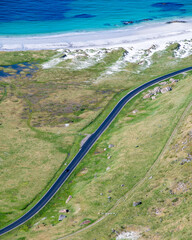 aerial view of the road to the sea