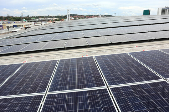 Large Scale Solar PV Rooftop City Background