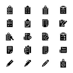 Clipboard Document Glyph Icons Pack 