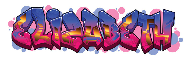 elizabeth Name Text Graffiti Word Design