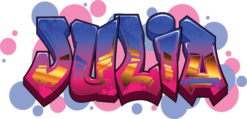 julia Name Text Graffiti Word Design