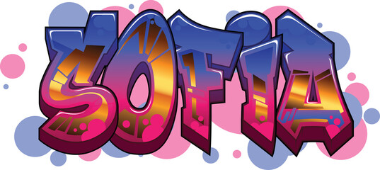 sofia Name Text Graffiti Word Design