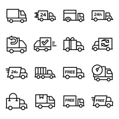 
Delivery Vehicles Line Vectors Pack  
