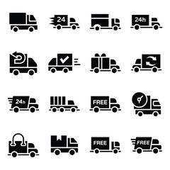 Delivery Vehicles Glyph Vectors Pack  